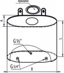 Бак "Комфорт" для теплообменника вертикальный эллипс 60л.