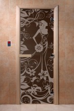 Дверь стекло Бронза с рисунком "Девушка в цветах"  "DoorWood"