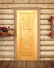 Дверь для бани из массива дерева резная "Указ" 1900*700 мм