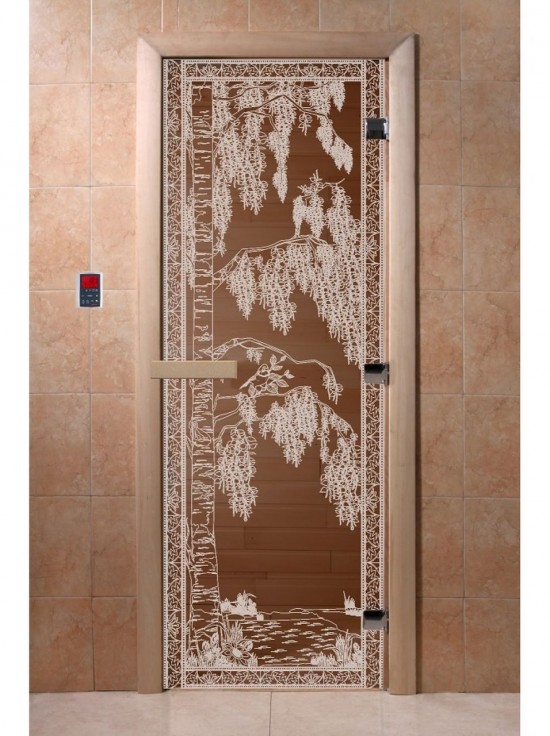 Дверь стекло Бронза с рисунком "Березка" 2000*700 мм "DoorWood"