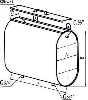 Бак "Комфорт" для теплообменника горизонтальный эллипс 95л.