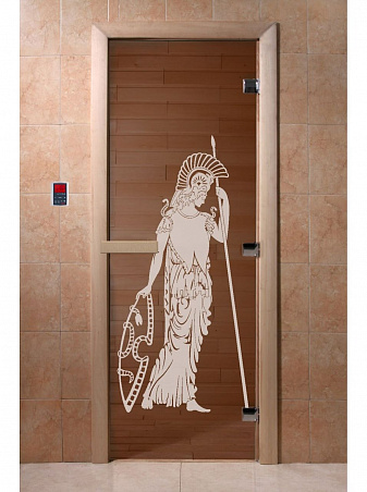 Дверь для бани стеклянная с рисунком "Рим" 1800*600 мм "DoorWood"