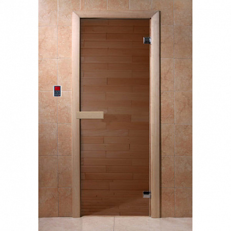 Дверь для бани стеклянная "Эконом" 6 мм (коробка хвоя, 2 петли)  1900х700мм "DoorWood"