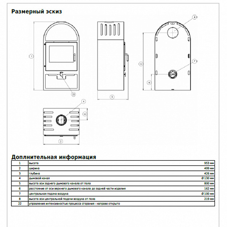 Печь-камин Viking I, черная сталь