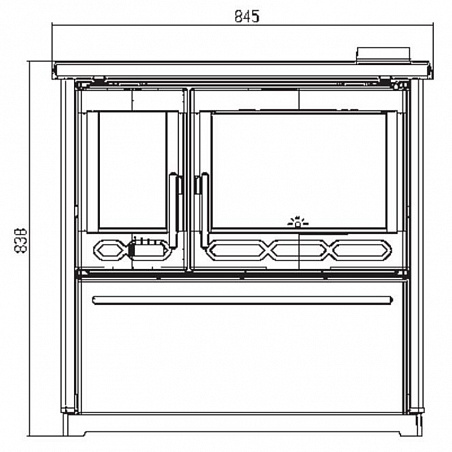 Плита PLAMEN 850 GLAS белая, труба справа (Plamen) 