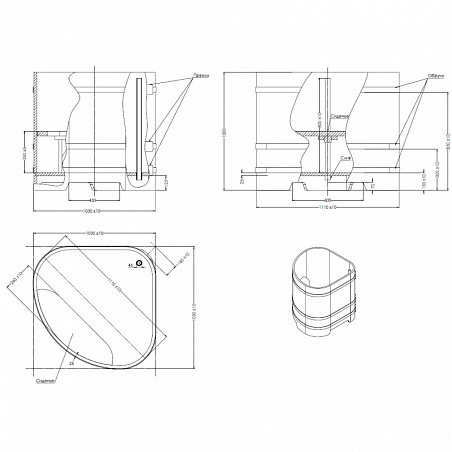Купель Угловая  лиственница мореная (1,03*1,03*Н1,1) Россия