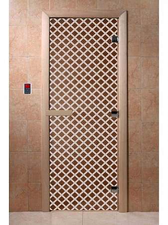 Дверь для бани стеклянная с рисунком "Мираж" 1800*600 мм "DoorWood"