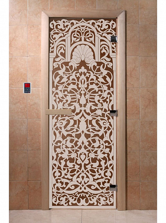 Дверь для бани стеклянная с рисунком "Флоренция" 1800*800 мм "DoorWood"