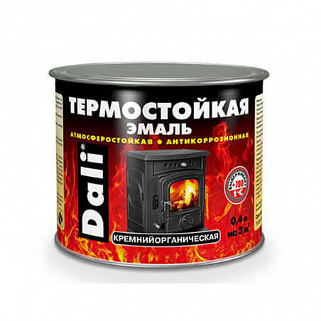 Эмаль термостойкая черная (до +700 С) 0,4 л "DALI"