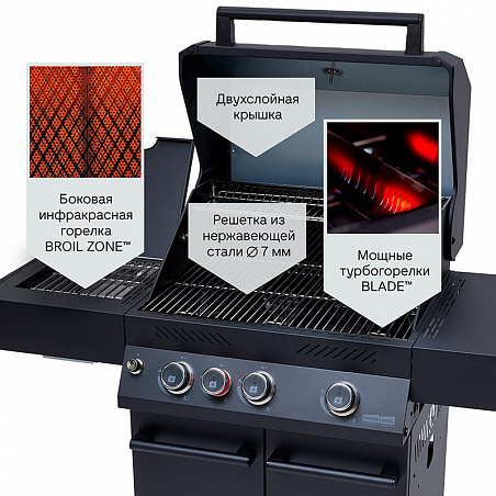 Газовый гриль PRIMELINER G class 3B (DELUXE) (Комплектация:чехол, вертел для G/S class 3B, лопатка, щипцы, щётка, планча чугунная)
