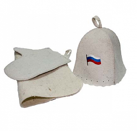 Шапка для бани "Российский флаг" войлок