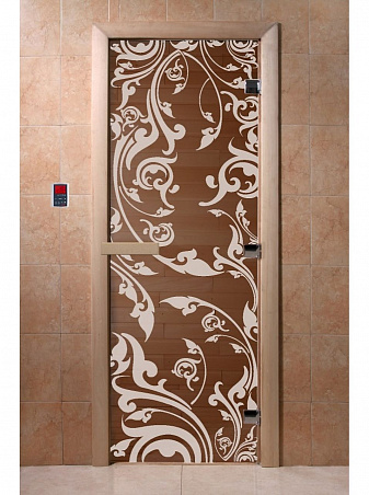 Дверь для бани стеклянная с рисунком "Венеция" 2100*900 мм "DoorWood"