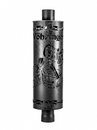 Дымоход- эконамайзер с резной корзиной для камней, шибером и регулируемой конвекцией "Шайка" Ф-115мм, L- 1 м (Антик, Черный)