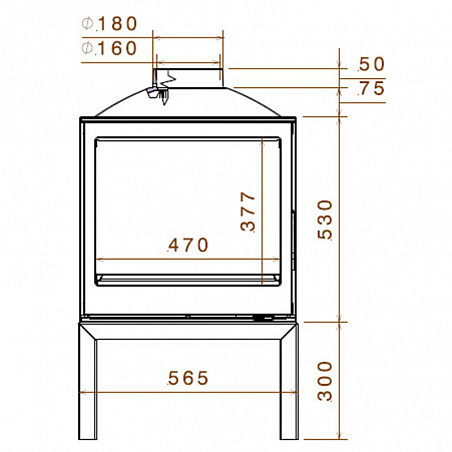 Печь LCI 5 GDFs Stove, двусторонняя, стекло слева (Liseo) 