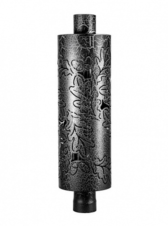 Дымоход- эконамайзер с резной корзиной для камней, шибером и регулируемой конвекцией "Дубы" Ф-115мм, L- 1 м (Антик, Черный)