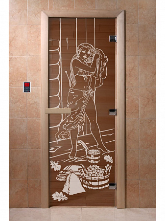Дверь для бани стеклянная с рисунком "Дженифер" 2100*900 мм "DoorWood"