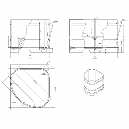 Купель Угловая  лиственница мореная (1,19*1,19*Н1,0) Россия